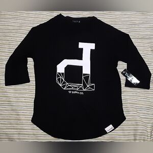 Diamond Supply Co., Women M, black tee, New, 3/4 sleeve, 100% cotton, very soft